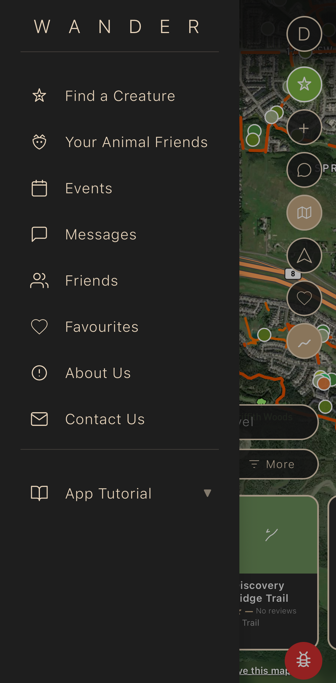 Wander iOS app screenshot